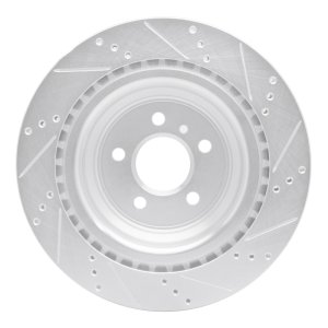 Mercedes-Benz GL450 Brake Rotor (1) - Rear Left - R1 Concepts - Drilled & Slotted - Silver - `13-`19